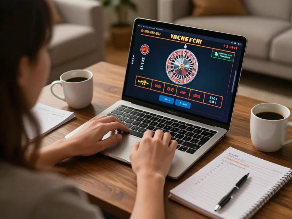 Player engages with SC88 live dealer roulette, showcasing a strategic home gaming setup with notes.