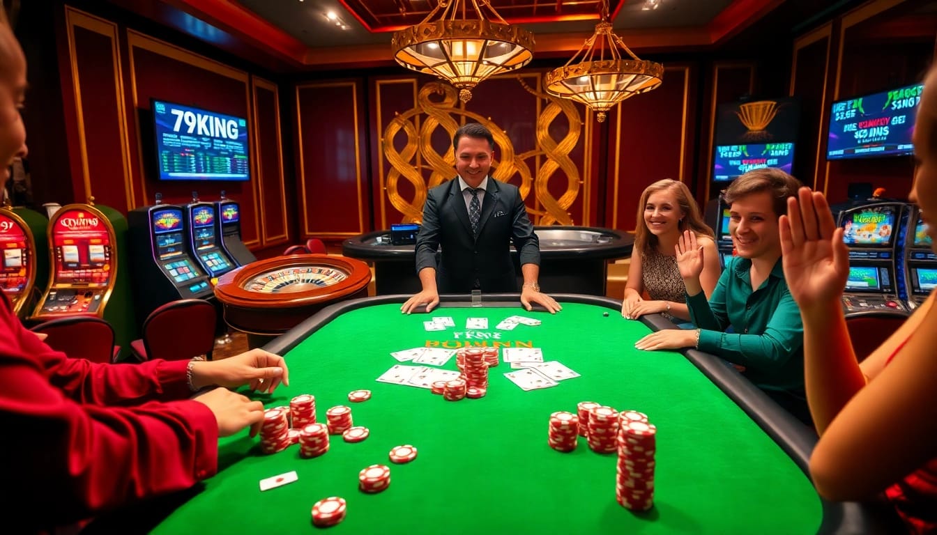 Experience the excitement of 79KING gaming with vibrant casino tables and winning moments.