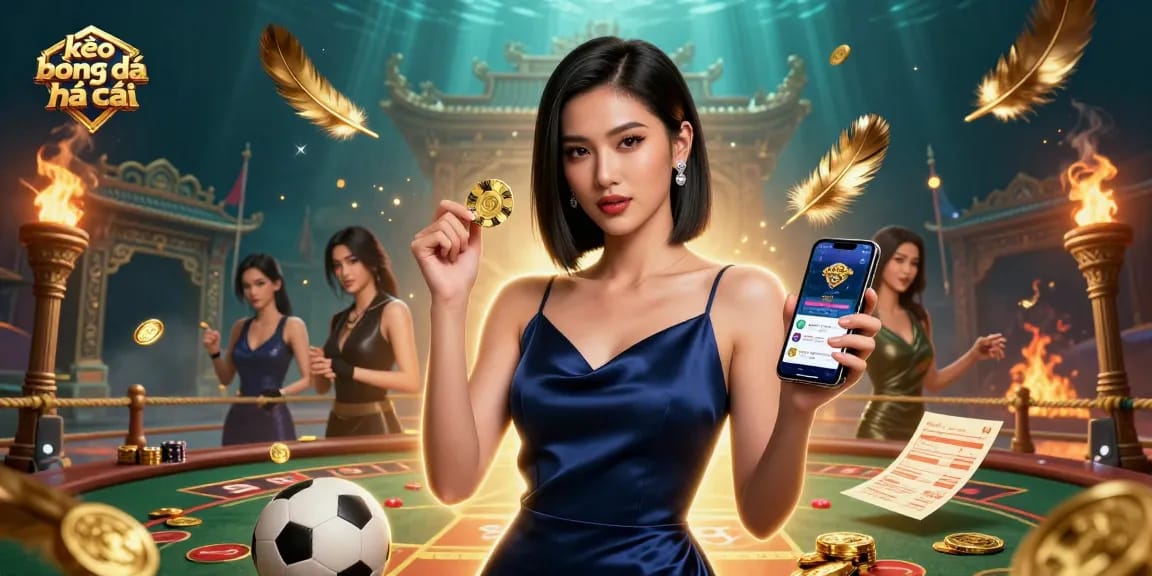 Engage with kèo bóng đá nhà cái and capture thrilling moments of online sports betting in this vibrant illustration.
