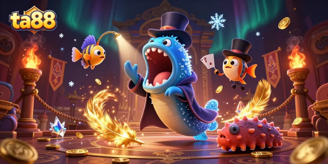 ta88 ignites excitement with a magical casino scene featuring a deep-sea gulper eel performing tricks