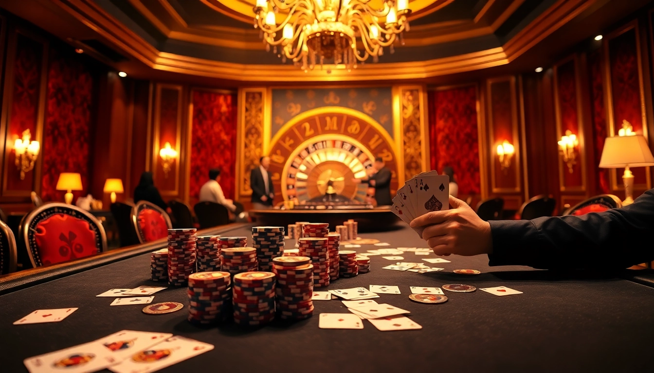 Experience the excitement of a high-stakes poker game at 33win1 with luxurious casino ambiance.