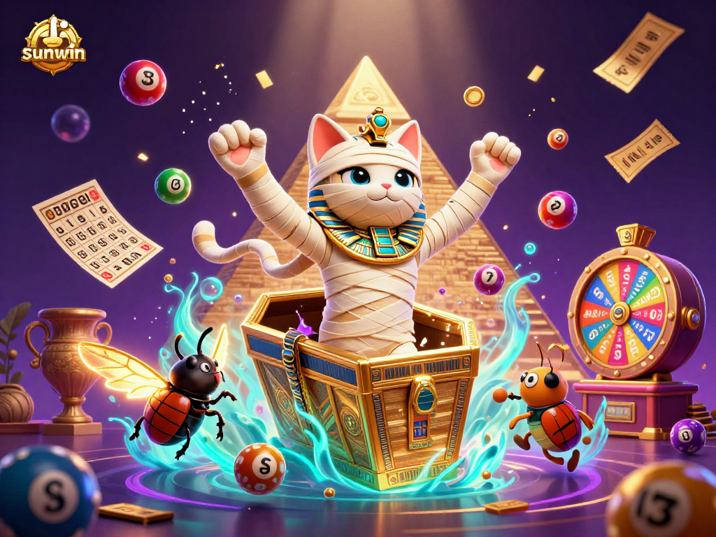 Experience thrilling gameplay with sunwin’s vibrant lottery and gaming characters in a captivating casino scene.