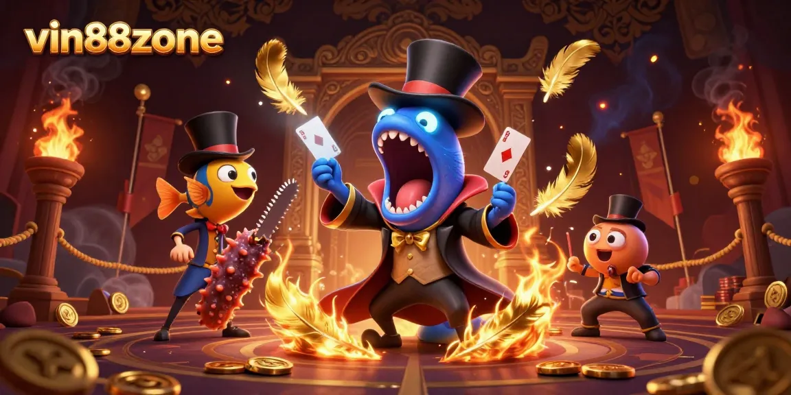 Experience thrilling magic and casino action at vin88zone with vibrant 3D illustration of a unique gambling scene.