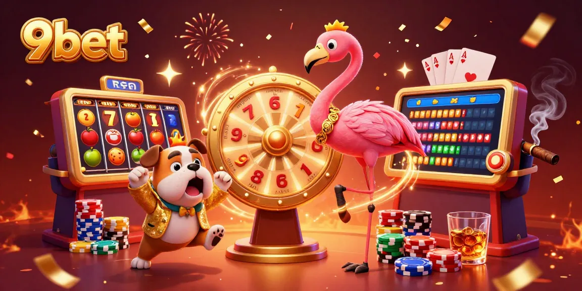 Engage with 9bet's exciting gambling experience featuring a dynamic game show scene