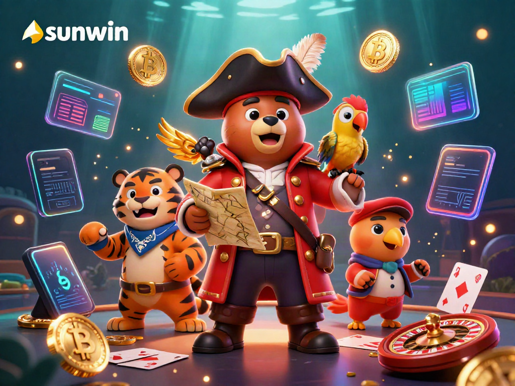 Experience thrilling gaming action with sunwin, featuring vibrant characters and dynamic casino elements.