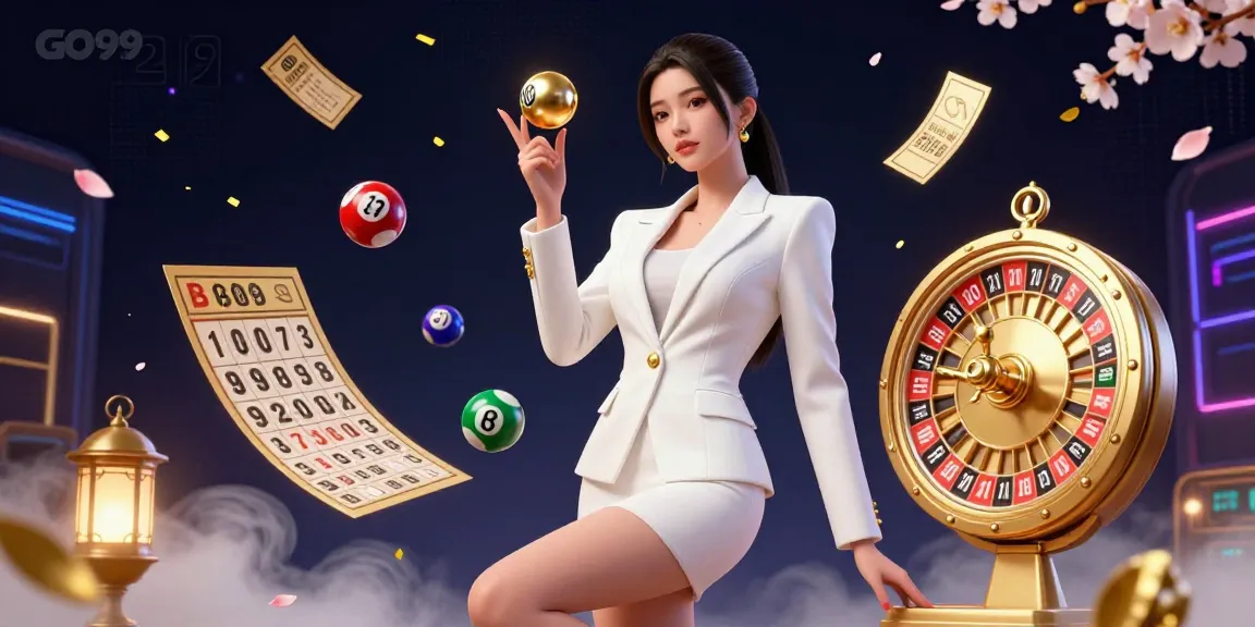 Experience the thrill of GO99 with a vibrant 3D casino illustration showcasing a confident dealer and exciting game elements.