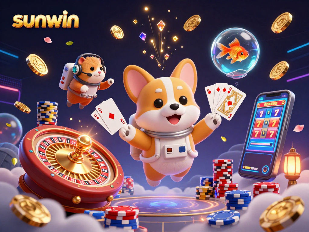 Experience thrilling gaming action with sunwin in a vibrant space casino scene filled with excitement.