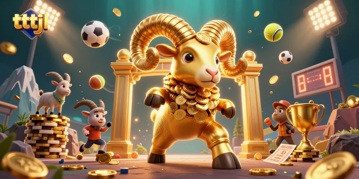 Bet on victory as the golden ram charges through a dazzling 3D sports-themed realm with tttjl.