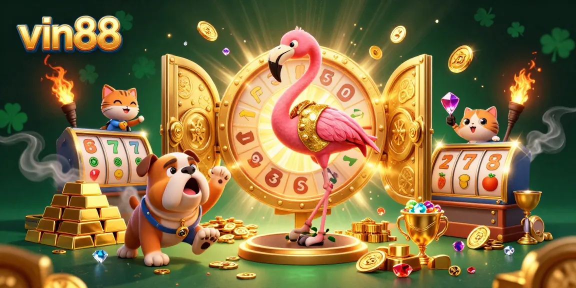 Experience thrilling gaming at vin88 with animated characters celebrating big wins in a vibrant casino scene.