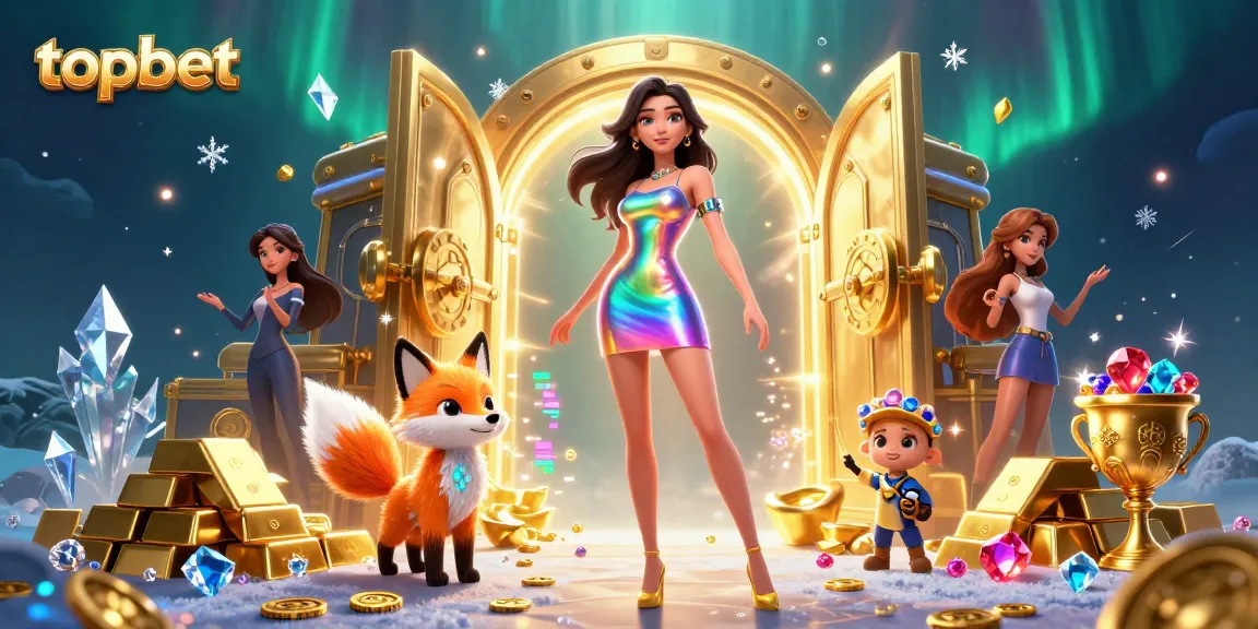 Experience topbet excitement with a vibrant casino scene filled with treasures and rewards.