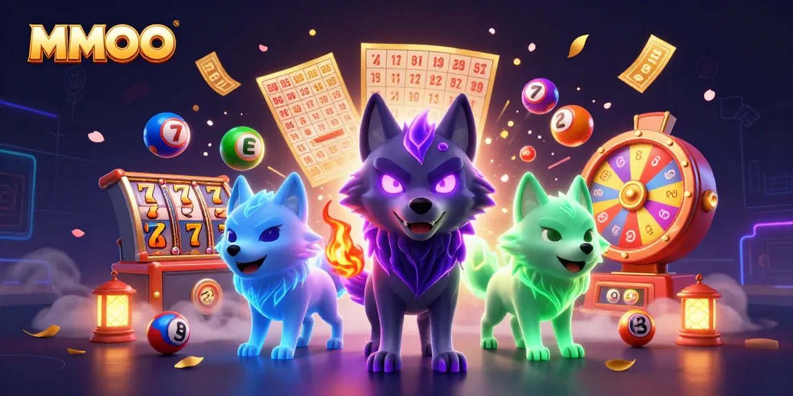 Engage with MMOO's thrilling world of slots and jackpots featuring glowing wolves and dynamic casino elements.