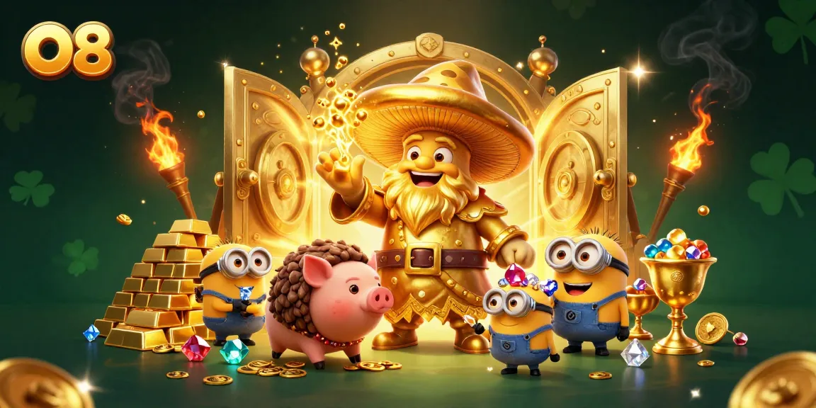 Experience the thrill of O8 with a magical scene showcasing gold transformation and treasures.