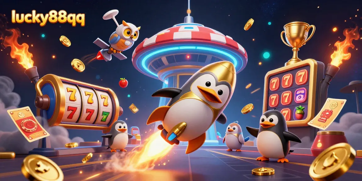 Discover lucky88qq's thrilling casino adventure with a penguin and casino elements!