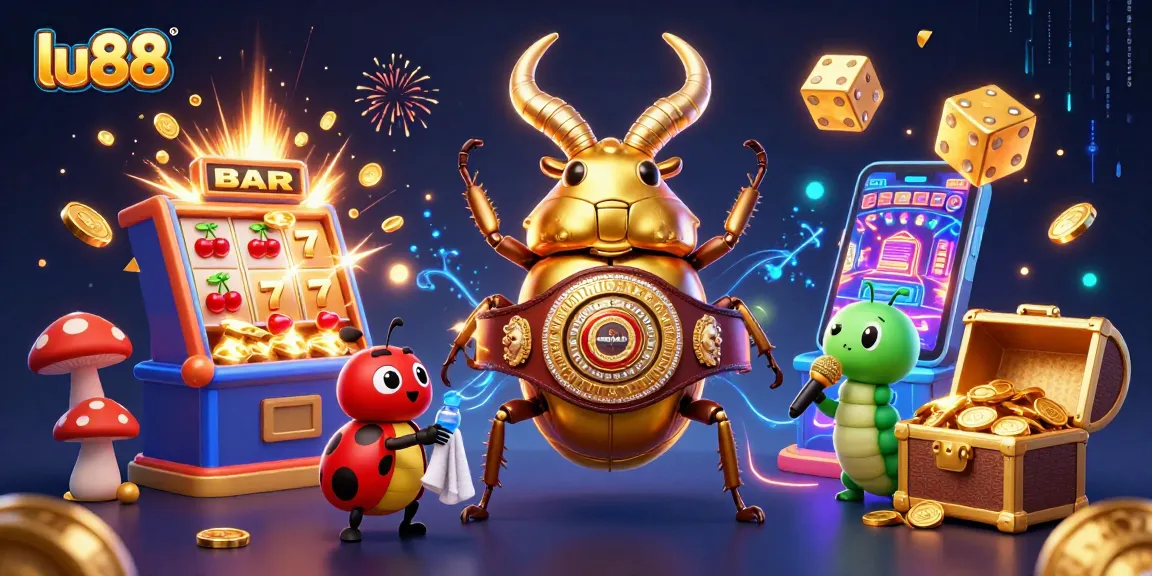 Experience the excitement of lu88 with a dynamic 3D casino illustration featuring vibrant characters and gaming elements.
